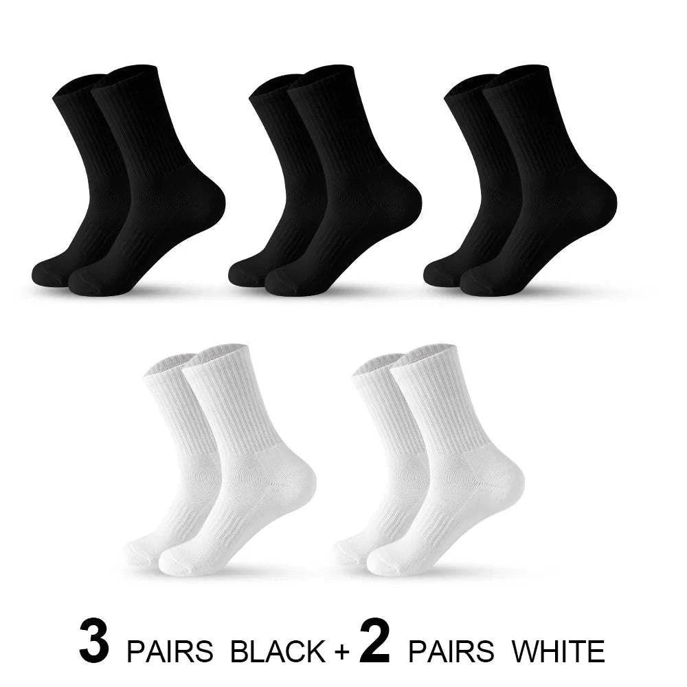 Shop All I Want 3 Black 2 White / EU 38-45 SHOP ALL I WANT 🧦 5 Pairs Men’s Cotton Socks – Soft, Breathable, New Style for All Seasons, Plus Size 🌞❄️