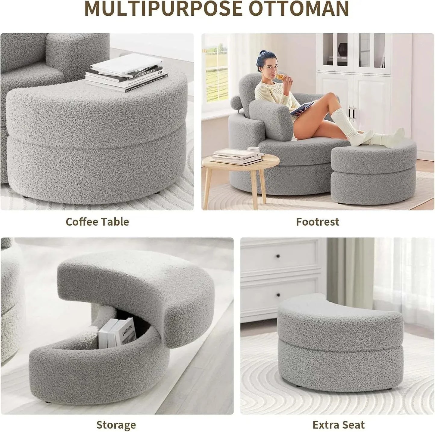 Cozy Round Reading Swivel Accent Chair – With Ottoman & Pillow 🛋️Elevate your living space with the Cozy Round Reading Swivel Accent Chair – With Ottoman &amp; Pillow 🛋️ Designed for both comfort and style, this chair features a Shop All I WantShop All I WantCorduroy Swivel Accent Chair –