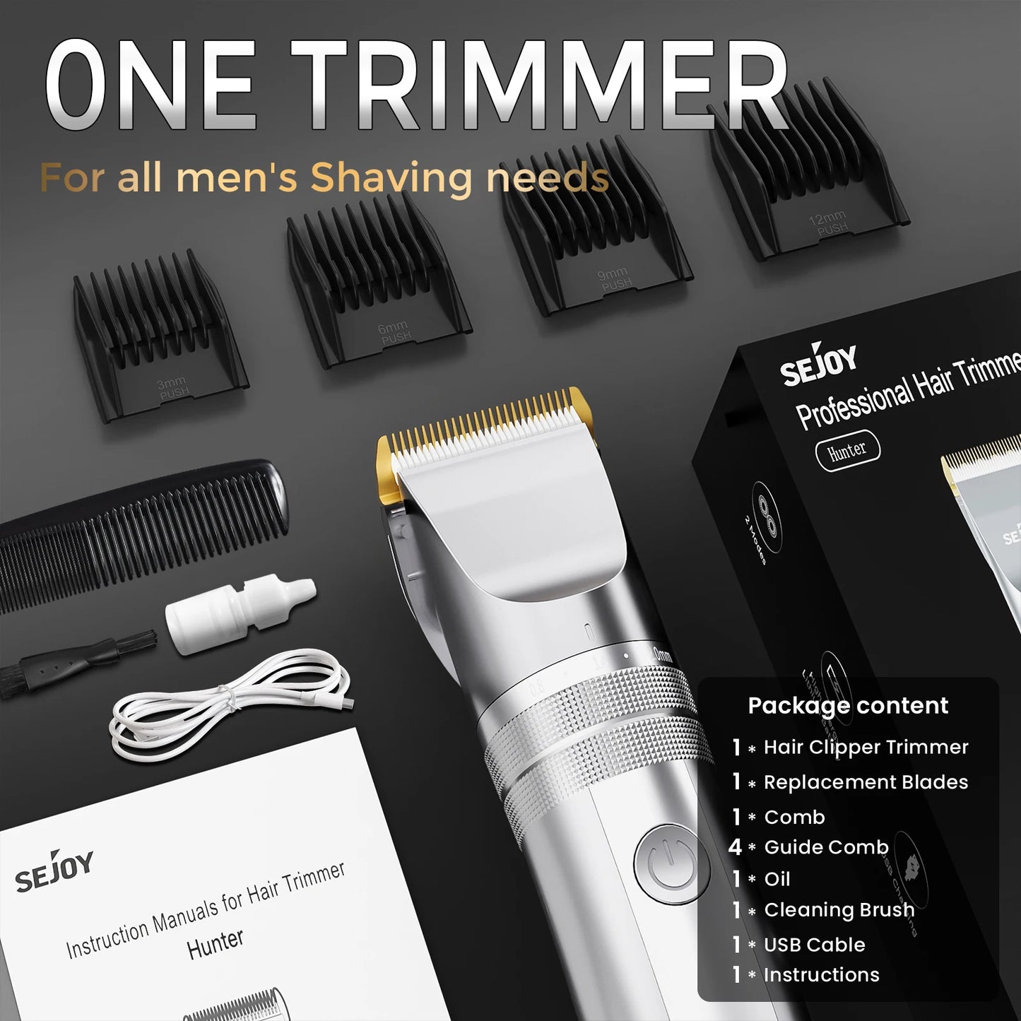 Hair Clippers for Men – Professional Cordless Barber Clippers for Hair Cutting & Grooming, Rechargeable Beard Trimmer ✂️⚡