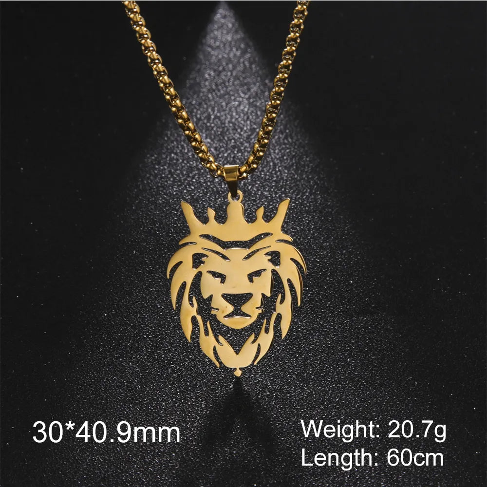 Shop All I Want Gold-30x41mm SHOP ALL I WANT Inner Strength Steel Lion Necklace 🦁🌟