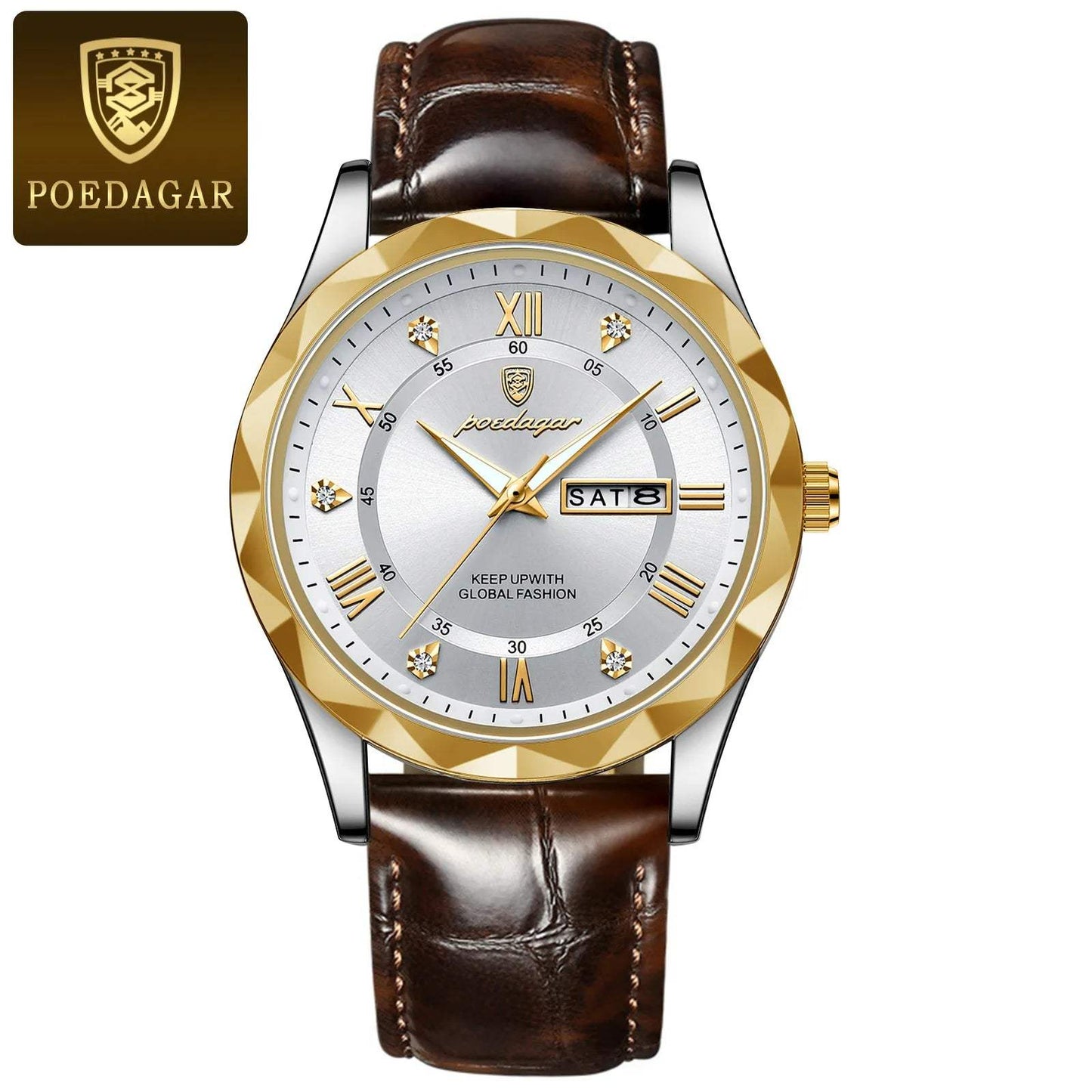 Shop All I Want Gold White L SHOP ALL I WANT Luxury Waterproof Men's Watch ⌚🌟