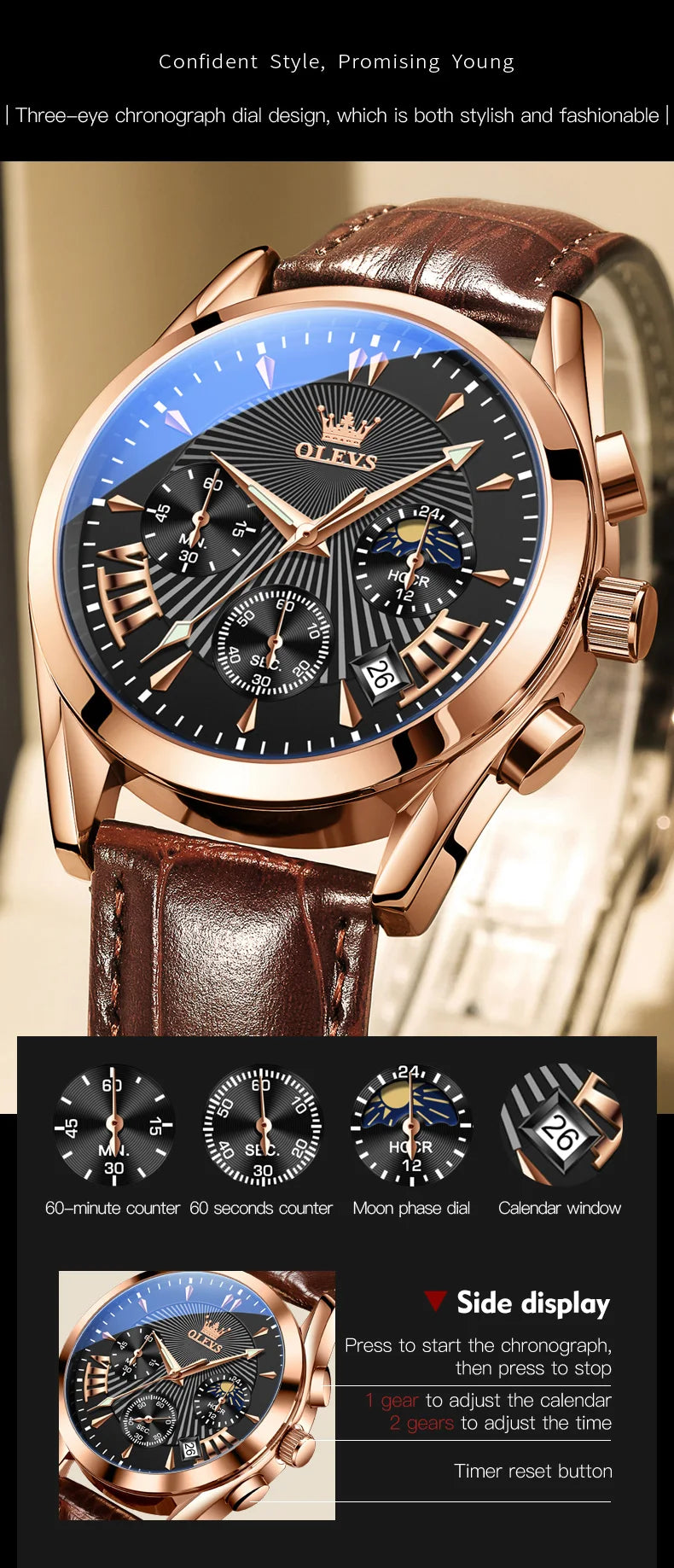 Luxury Brand Men's Watch – High-Quality Waterproof Quartz Watch with Fashion Leather Strap ⌚✨