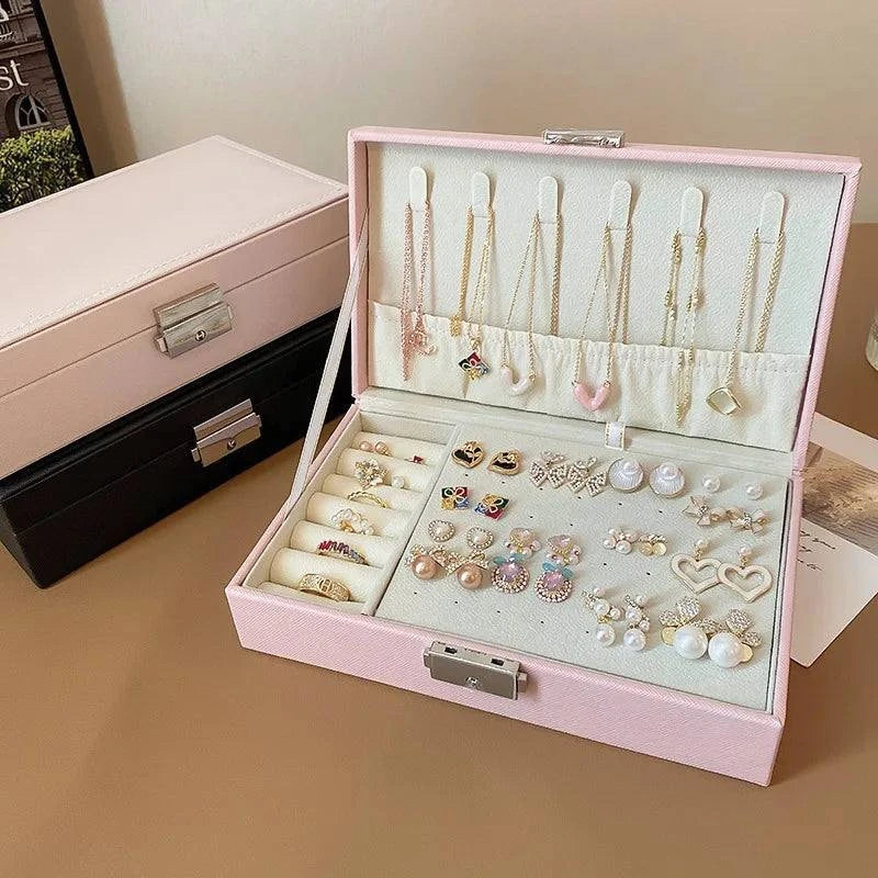 Shop All I Want Shop All I Want 💎 Simple Lockable Jewelry Packaging – High-End Earrings Storage Box, Dustproof, Large Capacity, Travel & Display 🌟