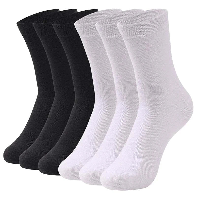 Shop All I Want SHOP ALL I WANT 🧦 6 Pairs High-Quality Men’s Socks – Cotton, Breathable, Black & White for Spring/Summer, EU38-45 🌞