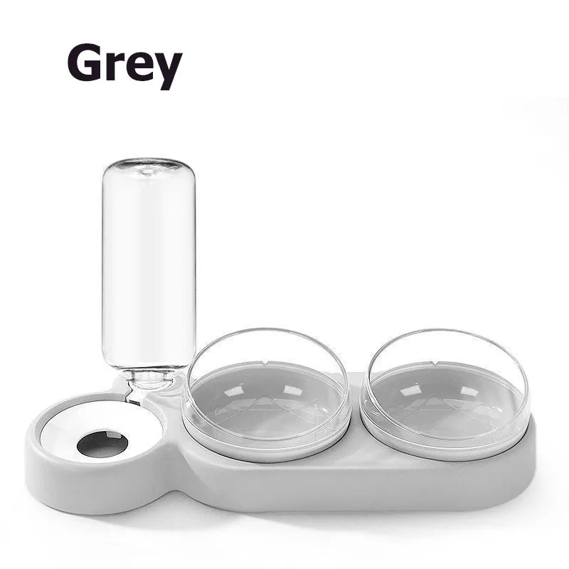 Shop All I Want Grey SHOP ALL I WANT Double Bowl Cat Feeder