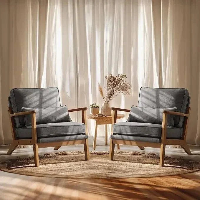 Shop All I Want Armrests Accent Chair Set of 2, Upholstered with Pillow, Comfy FarmhouEnhance your living room with this set of 2 armrests accent chairs. Upholstered with soft fabric and featuring comfy pillows, these chairs bring a touch of modern stShop All I WantShop All I WantPillow, Comfy Farmhouse Chairs 🪑