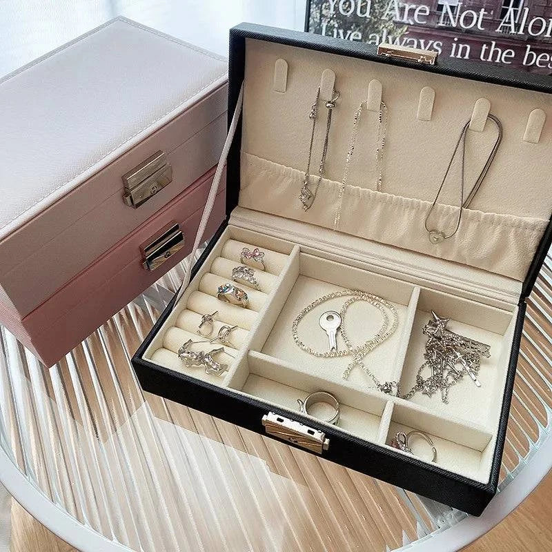 Shop All I Want Shop All I Want 💎 Simple Lockable Jewelry Packaging – High-End Earrings Storage Box, Dustproof, Large Capacity, Travel & Display 🌟