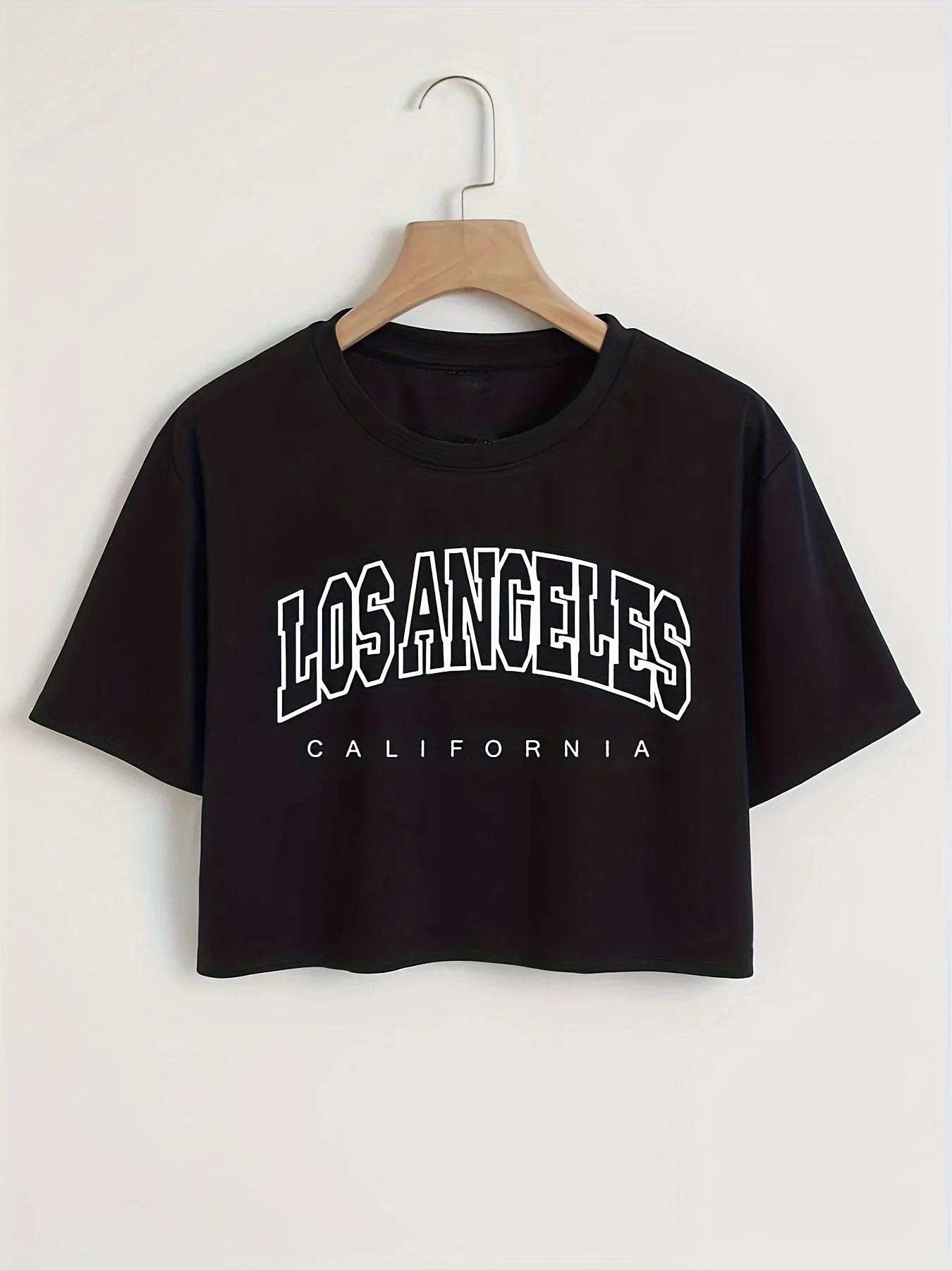 Shop All I Want TM105-Black Luqi / XL SHOP ALL I WANT Casual Short Sleeve Los Angeles T-shirt