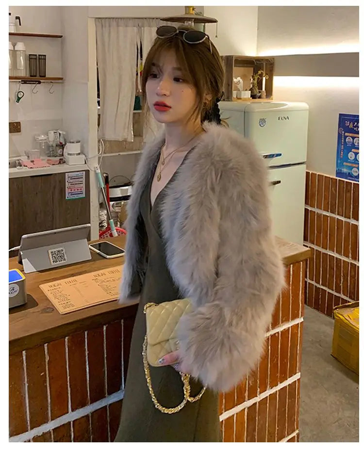 Women’s Faux Fur Coat 2024 – Casual Imitation Fox Fur Jacket for Winter 🍂✨