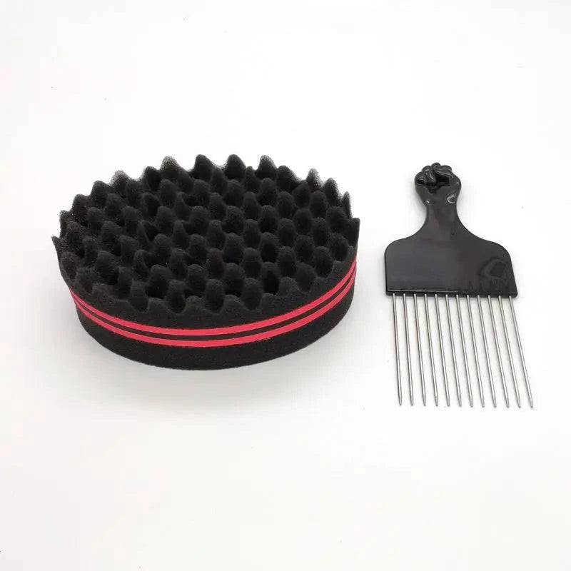 Shop All I Want Shop All I Want 💇‍♂️ Hair Brush Sponge for Dreads – Double-Sided Metal Pick, Big Holes, Breathable Perm Styling Brush 🌟