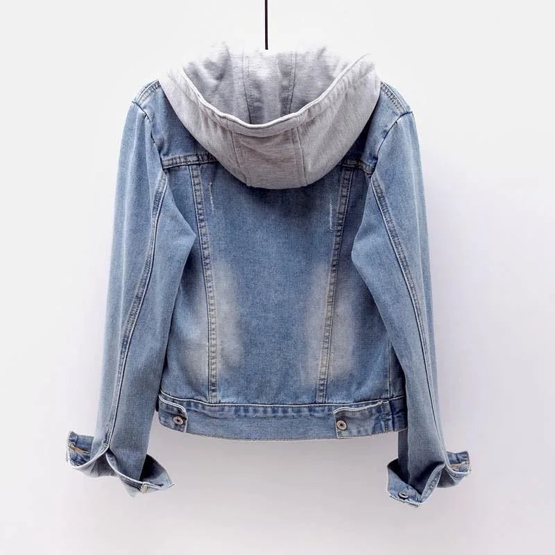 Hooded Denim Coat for Women: Stylish Patchwork Cardigan! 🌟🧥