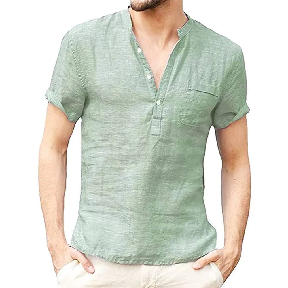 Shop All I Want green / US S 50-60 KG SHOP ALL I WANT Men's Cotton & Linen T-Shirt 🌞👕