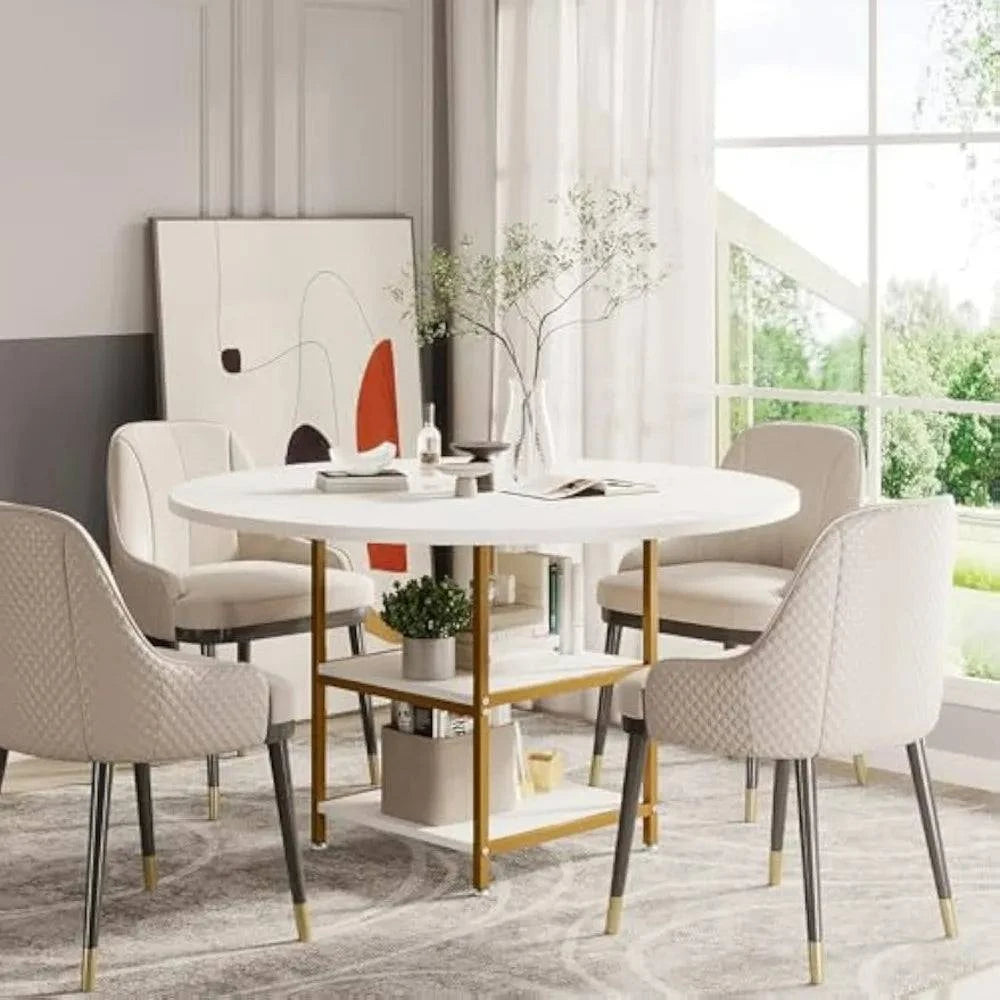 7" Round Dining Table Set for 4 | Kitchen Table with Storage Shelves ?ransform your dining area with this 7" Round Dining Table Set for 4 🍴, featuring a modern design with convenient storage shelves. This minimalist modern table set Shop All I WantShop All I Want7" Round Dining Table Set