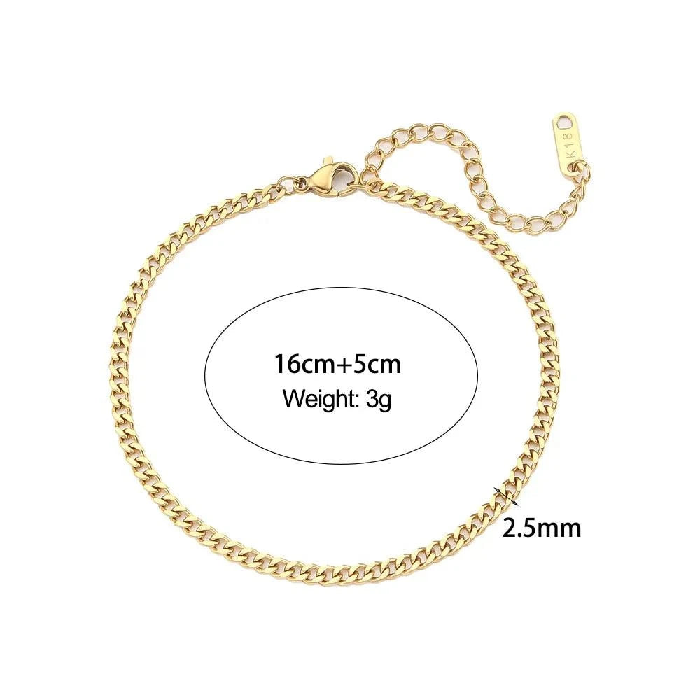 Shop All I Want 3mm Cuban Chain SHOP ALL I WANT Minimalist Gold Men Bracelet