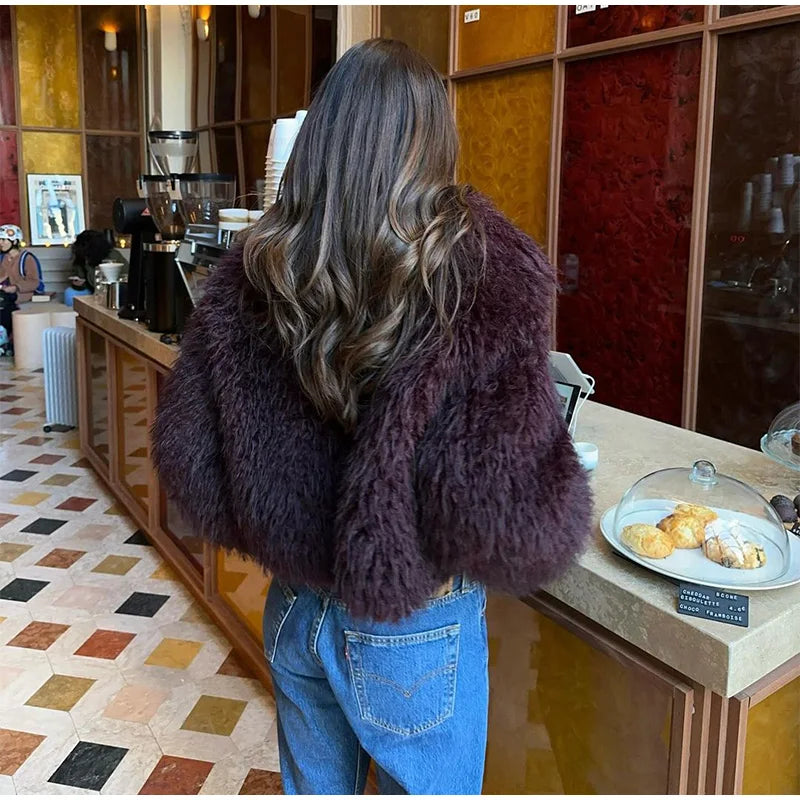 Women’s Faux Fur Jacket Coat – Warm Fluffy Lapel Cardigan for Winter 2025 ❄️✨