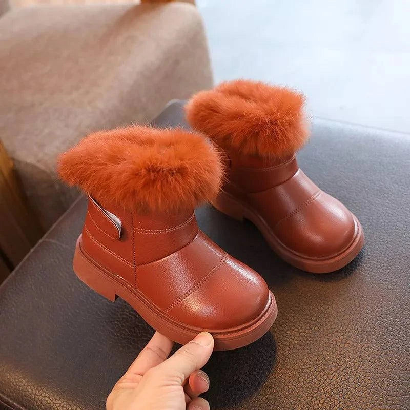 Shop All I Want Shop All I Want 👢 2025 Britain Style Kids Boots – Cozy, Plush, Solid Color Winter Shoes for Girls & Boys ❄️