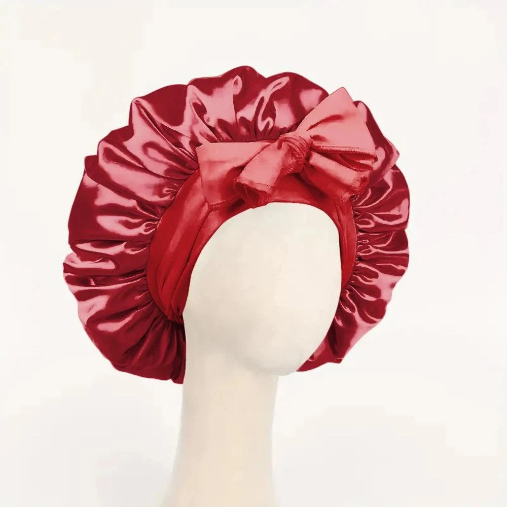 Shop All I Want RED Shop All I Want 🌙 Satin Silk Bonnet – Adjustable Tie Band for Sleeping, Hair Care, Suitable for Women & Men 🌟