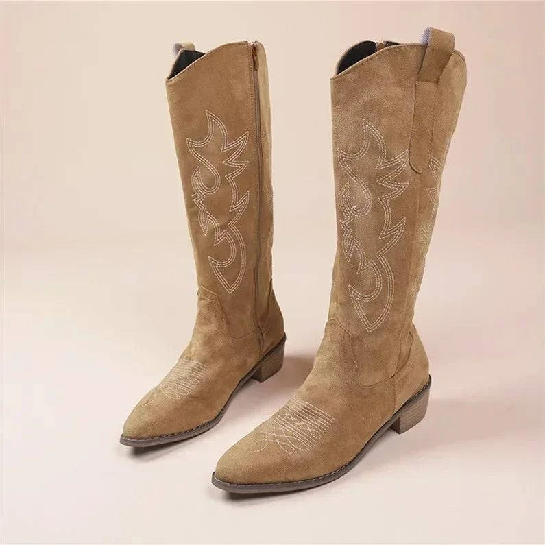 Shop All I Want Dark Brown / 37 SHOP ALL I WANT Western Charm Embroidered Cowboy Boots