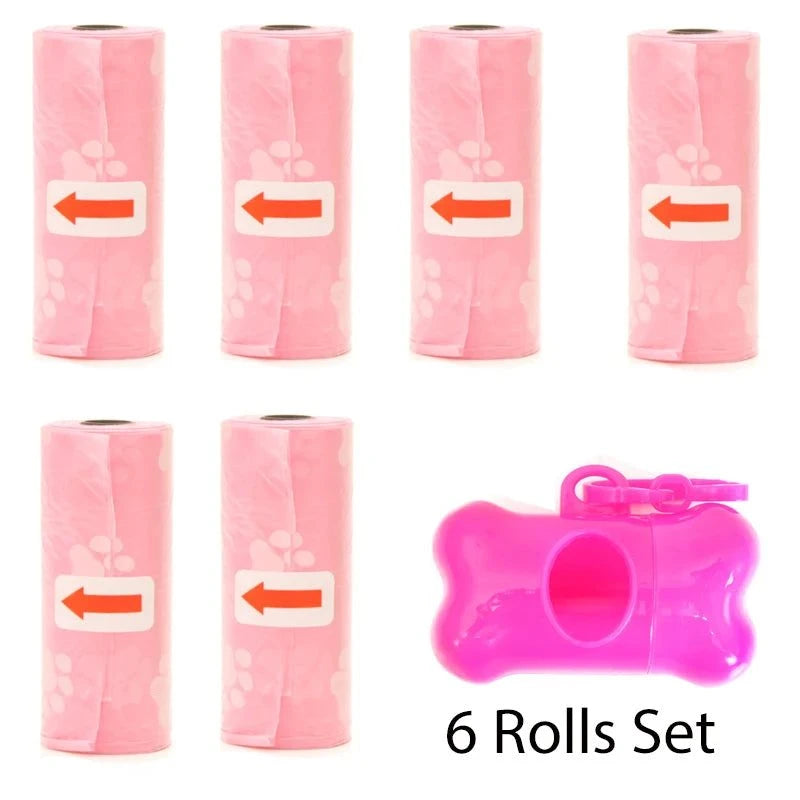 Shop All I Want Foot Pink 6Rolls Set SHOP ALL I WANT Convenient Cleanup: Pet poop bags for a mess-free and eco-friendly pet waste solution! 🐾♻️