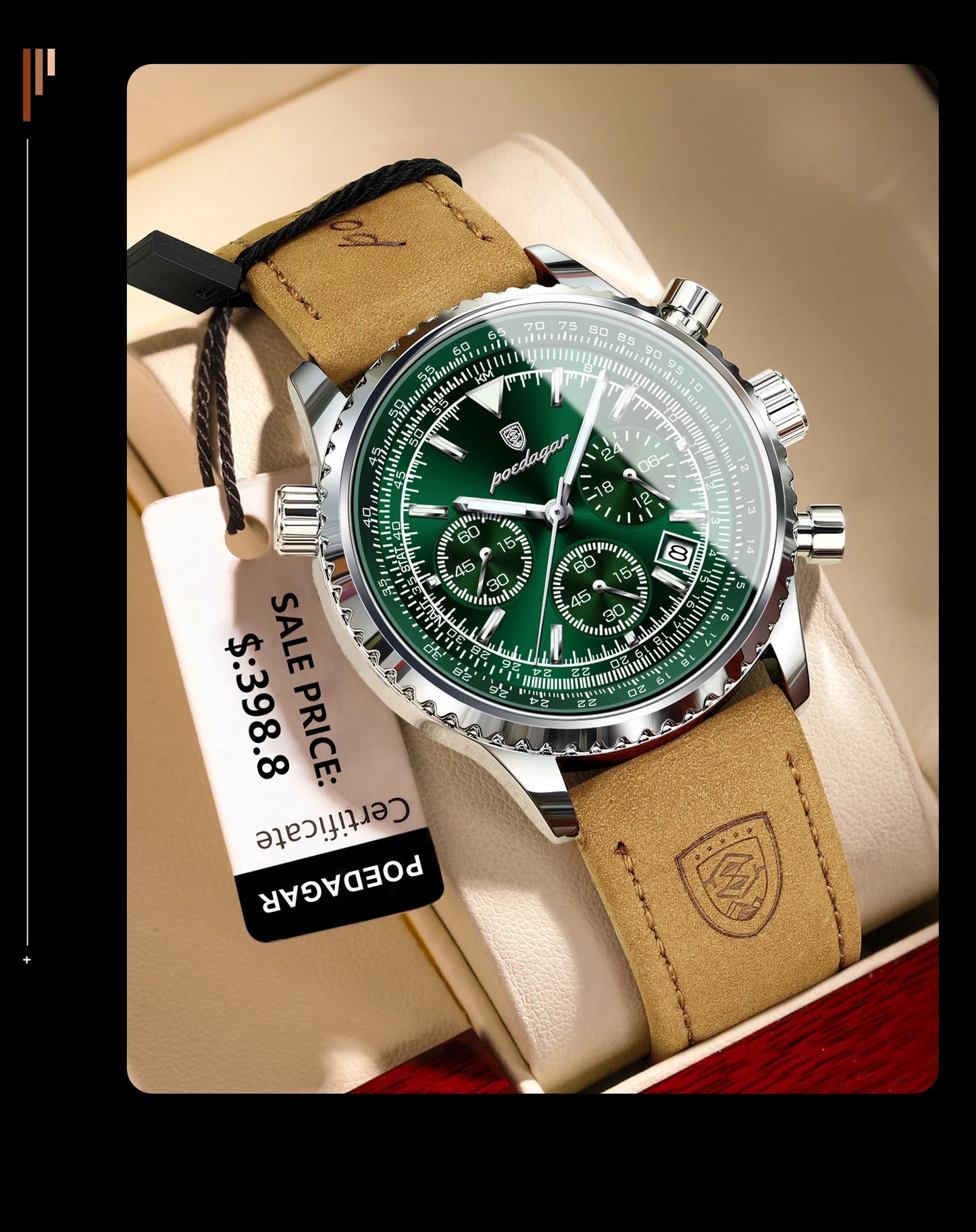 Luxury Men’s Watch – Quartz Waterproof Chronograph, Luminous Date Leather Military Sports Watch ⌚🌟