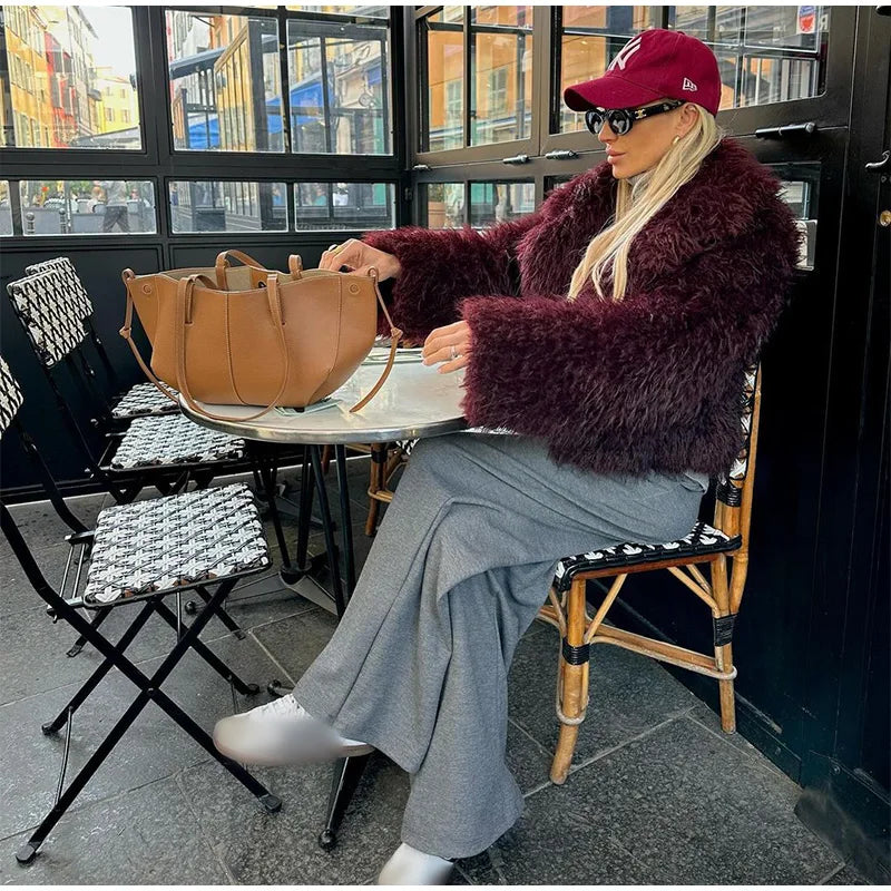 Women’s Faux Fur Jacket Coat – Warm Fluffy Lapel Cardigan for Winter 2025 ❄️✨