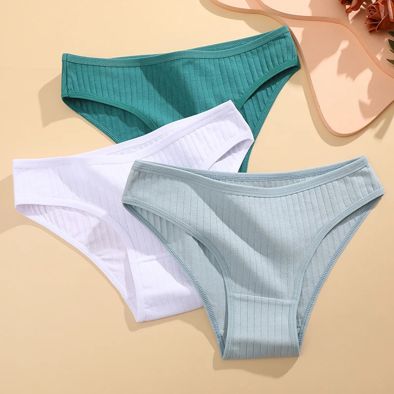 4PCS Cotton Panties Set | Sexy Low Rise Ribbed Underwear for Women 🌸