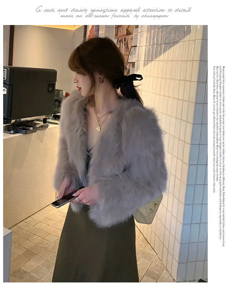 Women’s Faux Fur Coat 2024 – Casual Imitation Fox Fur Jacket for Winter 🍂✨