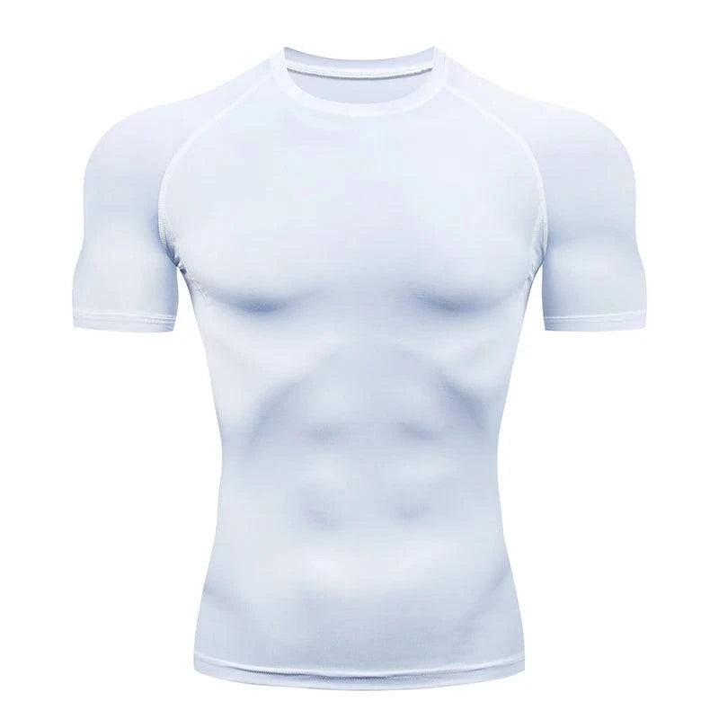 Shop All I Want 1507-White / 2XL Fit ( 81-88 Kg ) Shop All I Want 🏃‍♂️ Men’s Running Compression T-Shirt – Short Sleeve, Gym Fitness, Athletic Top for Jogging & Tracksuits 🌟