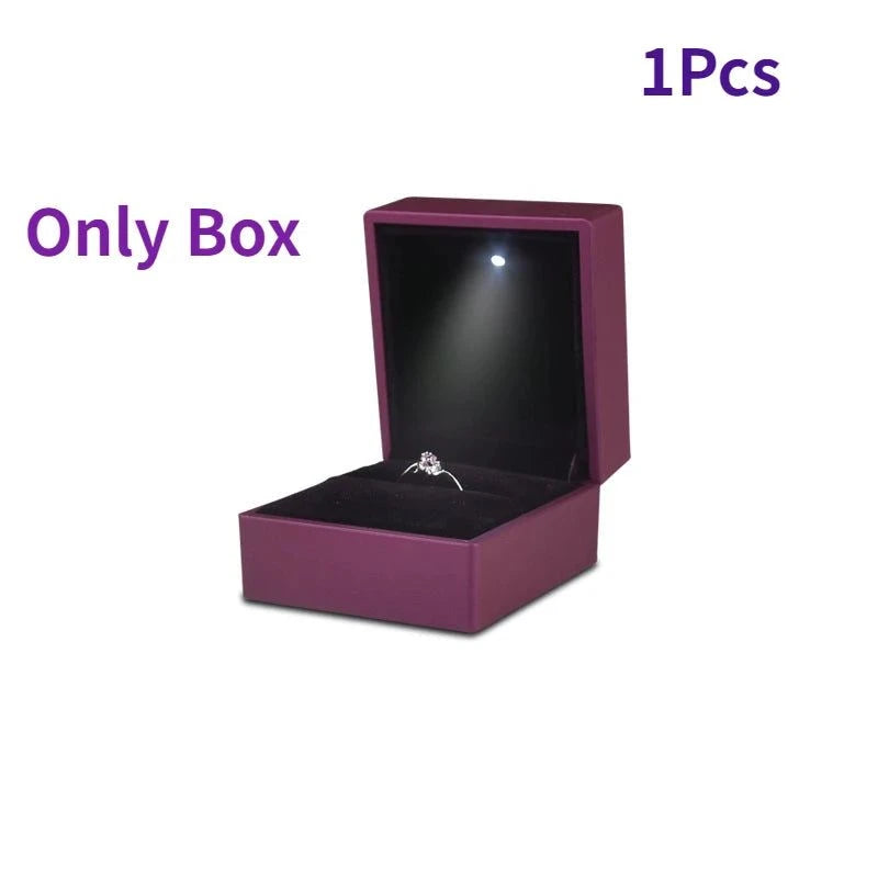 Shop All I Want PURPLE / 65x60x50mm / CHINA Shop All I Want 💍 2024 LED Ring Box – Elegant Jewelry Organizer for Wedding & Diamond Rings 🎇