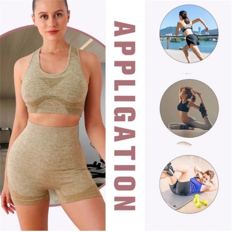 Shop All I Want SHOP ALL I WANT Seamless Yoga Set: Shorts, Bras, Leggings 🧘‍♀️💪 #FitnessFashion