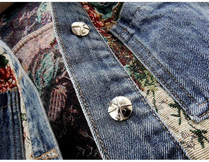 Short Denim Jacket for Women | Loose Patchwork Vintage Coat 🌼