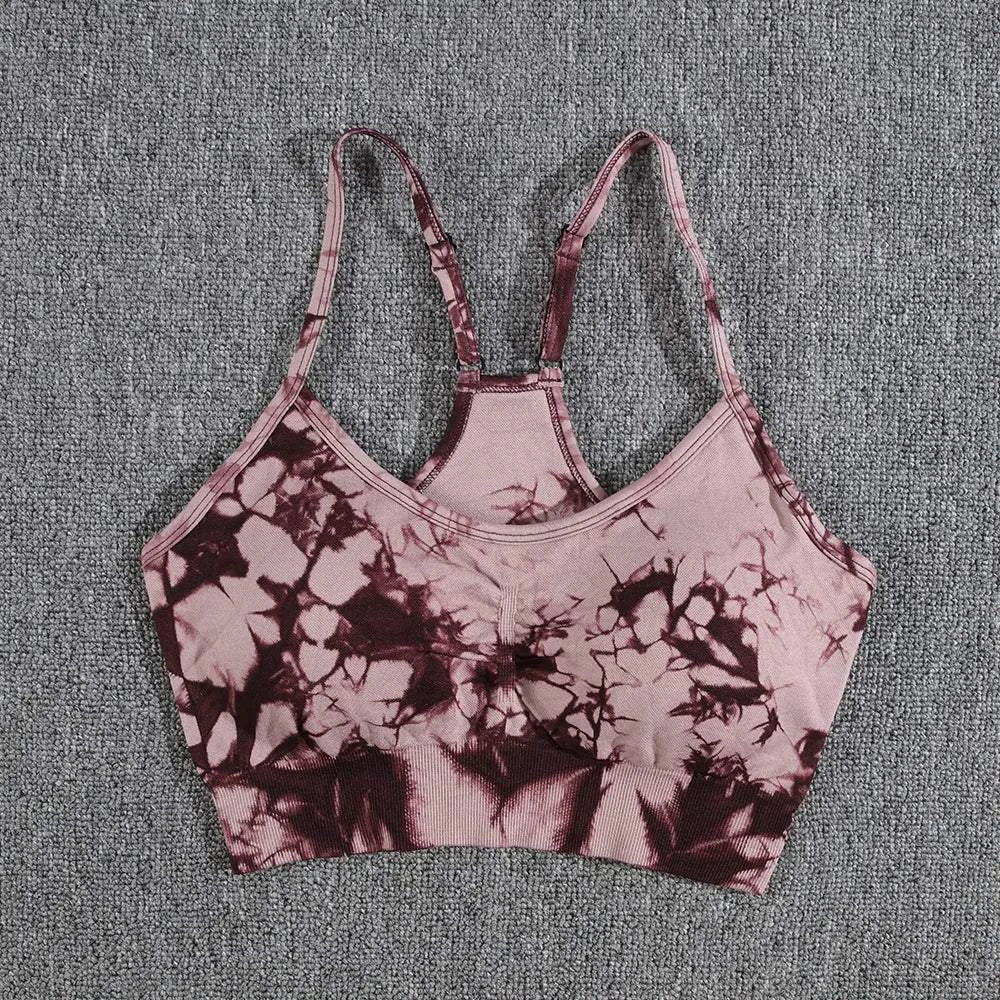 Shop All I Want Wine Red Bra / S Shop All I Want Tie-Dye Yoga Set 🌈💪 #FitnessFashion