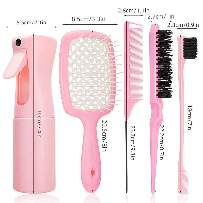 💇‍♀️ 5pcs Detangling Hair Brush Set – Curved Rat Tail Comb & Edge Bru💇‍♀️ 5pcs Detangling Hair Brush Set – Curved Rat Tail Comb & Edge BrushTame and style your curls with the 5pcs Detangling Hair Brush Set. This comprehensive set includes a curved rat tail comb and edge brush, designed to effortlessly deShop All I Want