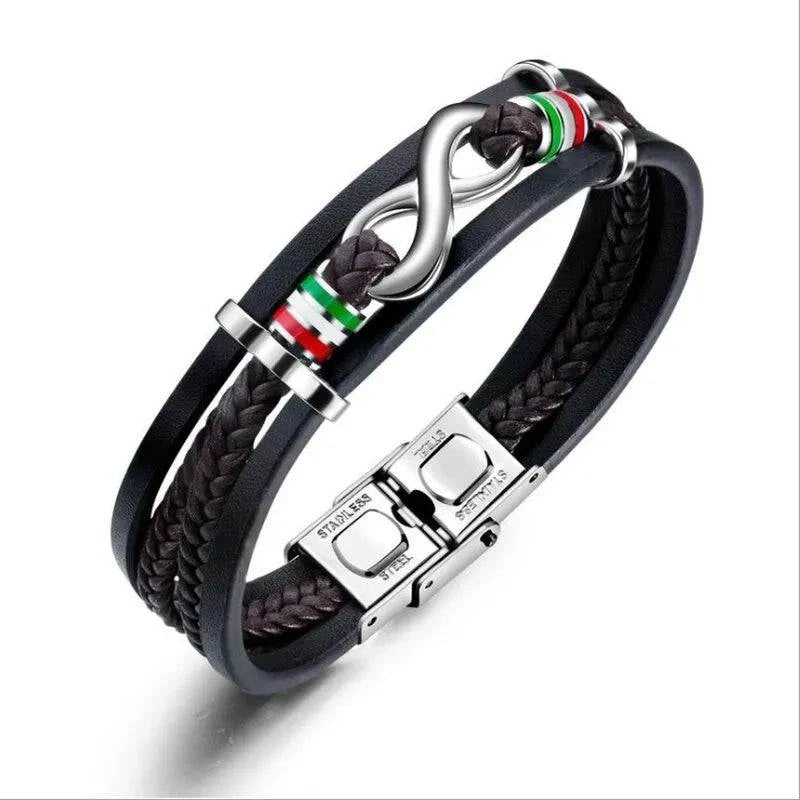 Shop All I Want A9137-Black SHOP ALL I WANT Classic Cross Leather Bracelet for Men