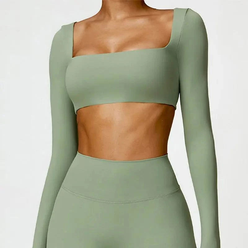 Shop All I Want basil green / M / CHINA SHOP ALL I WANT Long Sleeve Yoga Shirt