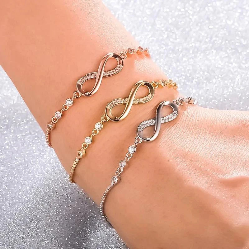 Shop All I Want Shop All I Want 💎 Fashion Crystal Infinity Bracelet – Adjustable CZ Charm, Endless Love, Summer Tennis Bracelet, Perfect Birthday Gift 🎁