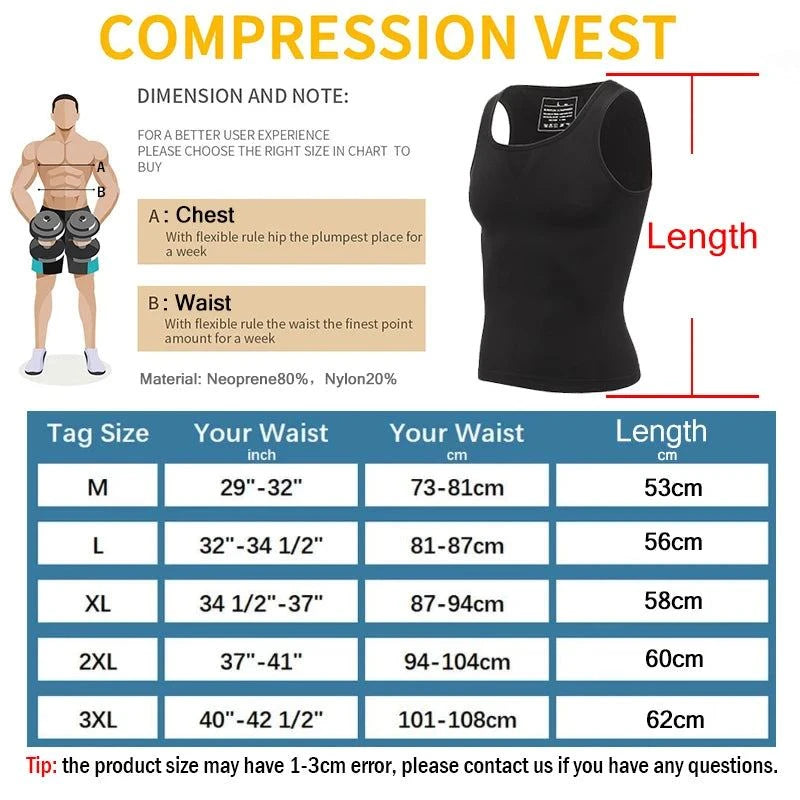 Shop All I Want Shop All I Want 💪 Men’s Compression Shirt – Slimming Body Shaper Vest, Tummy Control Workout Tank Top, Abs Corset Undershirt 🌟