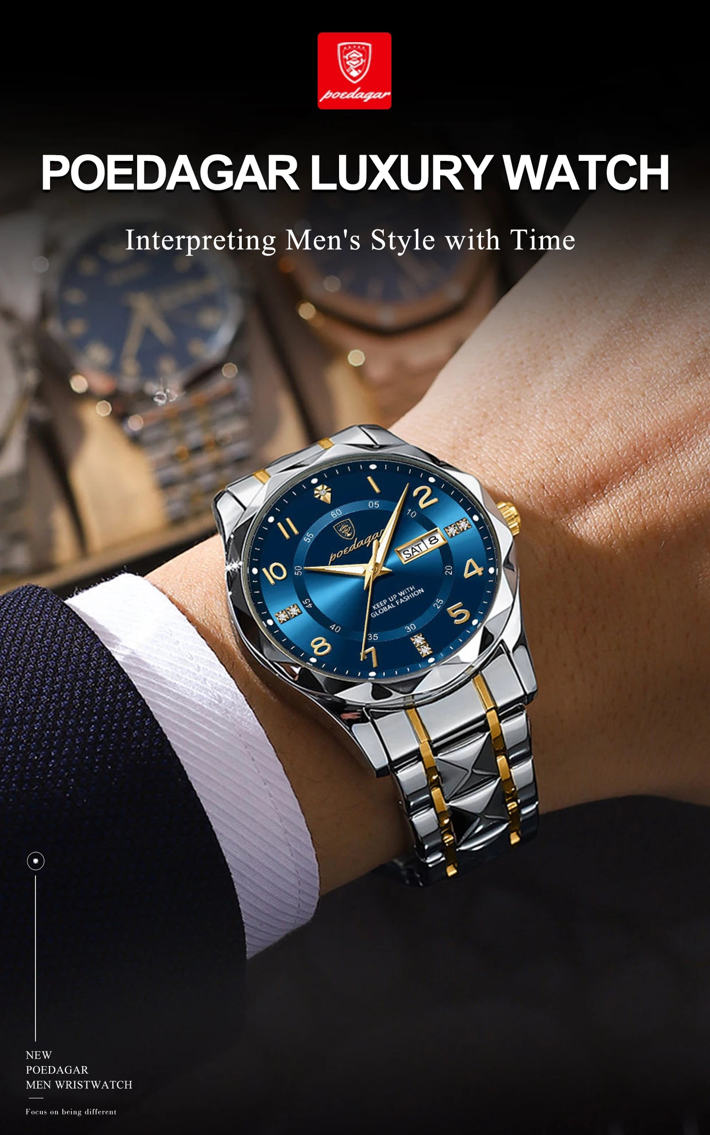 Luxury Men’s Wristwatch – Waterproof Luminous Date & Week Leather Watch for Sports, Quartz Men’s Clock ⌚🌊