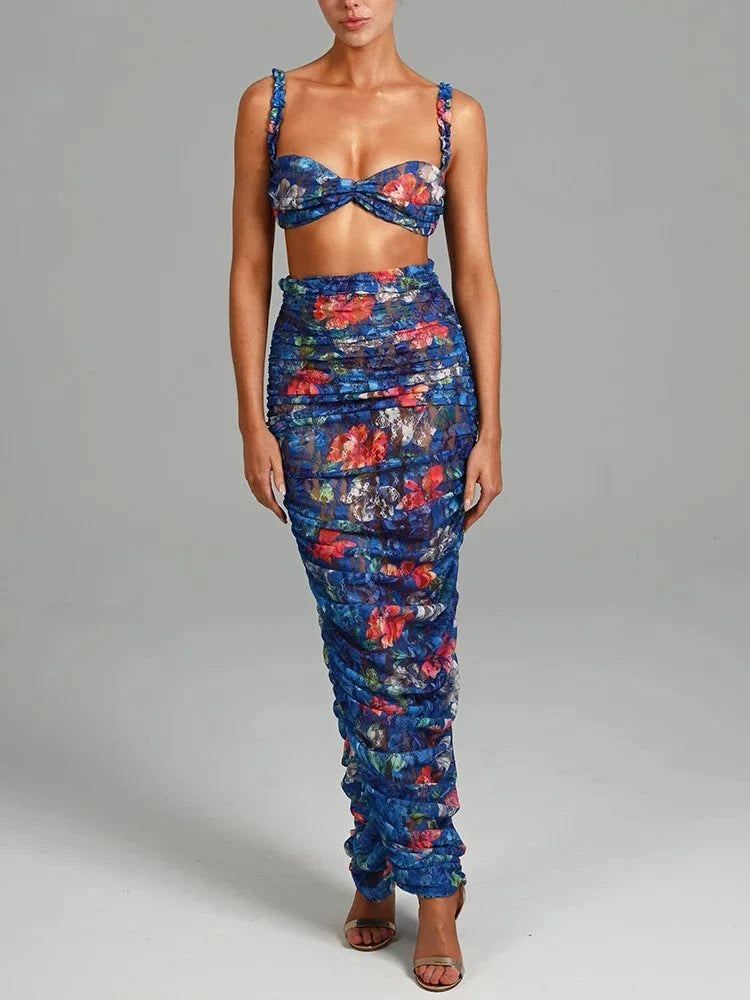 Shop All I Want M / Blue Long Set SHOP ALL I WANT Strapless Top & Skirt Set